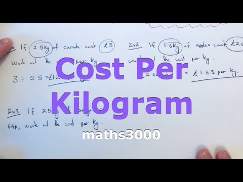 Part of a video titled How To Find The Cost Per Kilogram (Unit Cost Per Kg Of Food) - YouTube