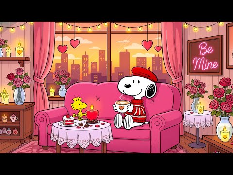 Romantic Valentine Lofi 💕 Cozy Snoopy Love Room | Chill Beats for Relax & Night Vibes