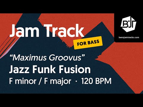 Jazz Funk Fusion Jam Track in F minor / F major (for bass) "Maximus Groovus" - BJT #88