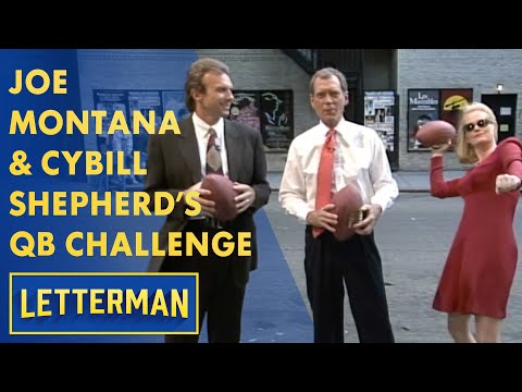 Joe Montana & Cybill Shepherd Throw Footballs Into NYC Taxis | Letterman