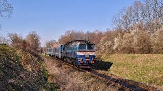 preview picture of video 'Дизель-поїзд ДПЛ1-001 на перегоні Моршин - Болехів'