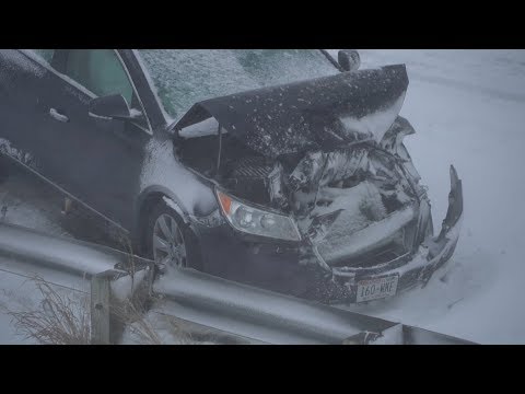 Blizzard conditions create Friday the 13th Mayhem Pileup On i-94 in Freeport, MN