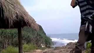 preview picture of video 'Pantai Pok Tunggal Gunungkidul dilihat dari atas tebing, hamparan pantai pasir putih indah banget'