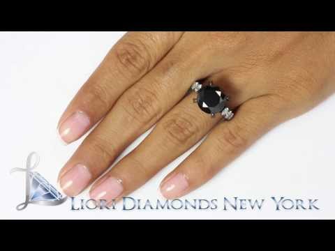 BDR-226 - 8.04 Carat Certified Natural Black Diamond Engagement Ring 14k Black Gold