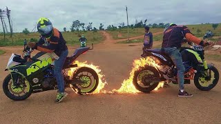 Fire Burnout &amp; Stunning Stunts on KTM DUKE 200, KTM RC 200 &amp; HONDA DIO By Team LSi