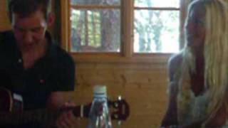 Nilla Nielsen and Martin Erlandsson backstage at Visfestivalen