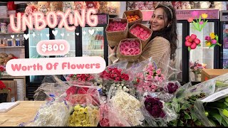 Unboxing $800 Worth Of Flowers at A Flower Shop!!