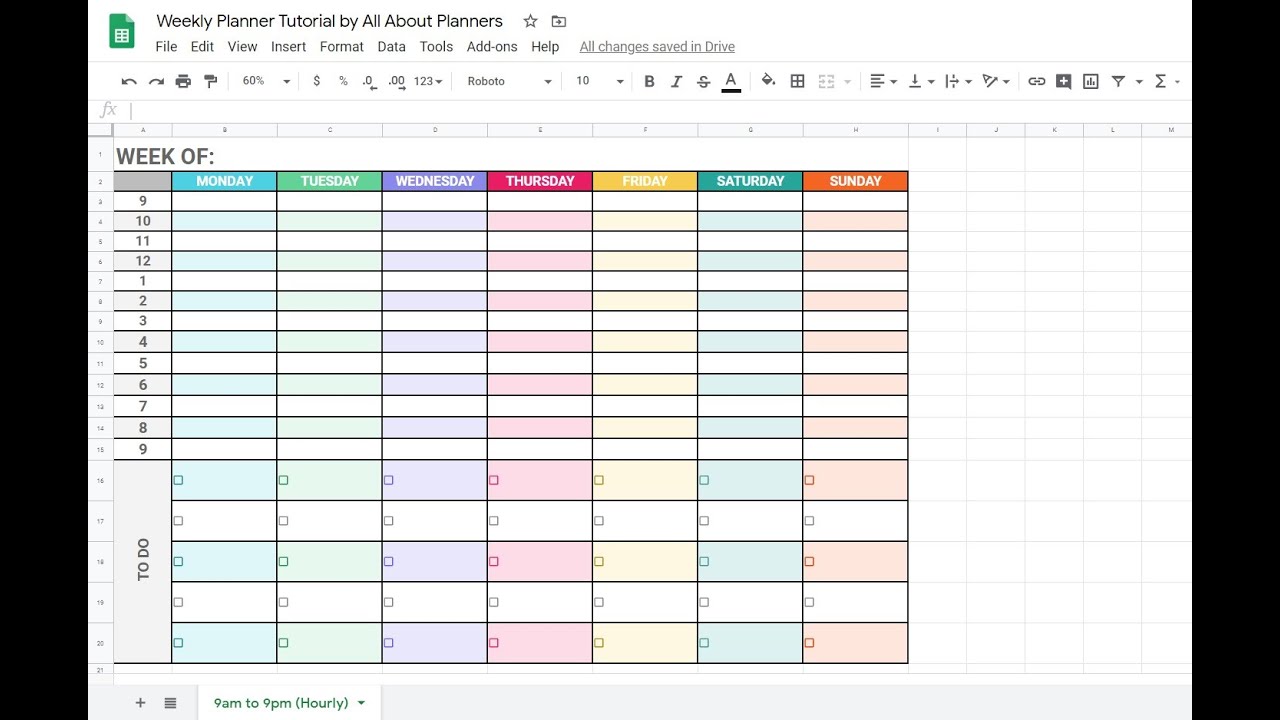 How to make a weekly planner printable using Google Sheets (free online tool)