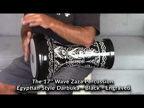 The 17'' Black Wave Zaza Percussion Engraved Egypt Style Darbuka Doumbek image 4
