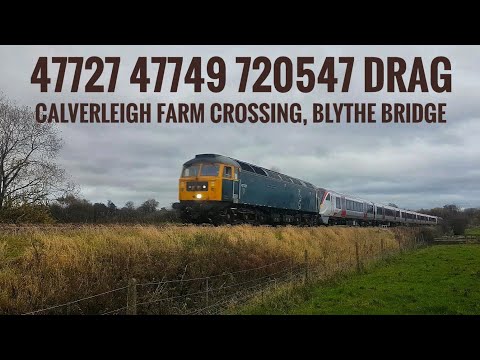 47727 47749 720547 EMU drag, Calverleigh Farm Crossing, Blythe Bridge, NSR, 17.11.2020