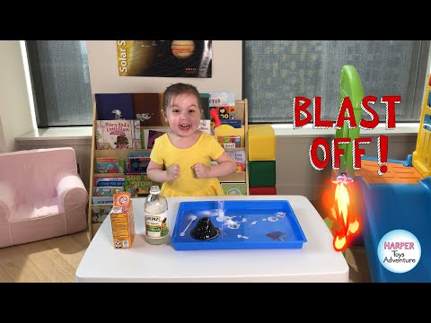 3 Yr Old Harper tries Volcano and Rocket Science Experiments!!!