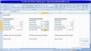 Excel Finance - Calculate the Present Value of a Bond with Semiannual or Quarterly Interest Payments