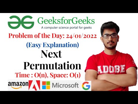 Next Permutation (GeeksforGeeks) : Problem of the Day 24/01/2022
