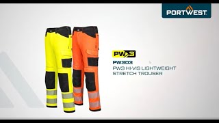 Portwest PW303 - PW3 Hi-Vis Lightweight Stretch Trouser - EN