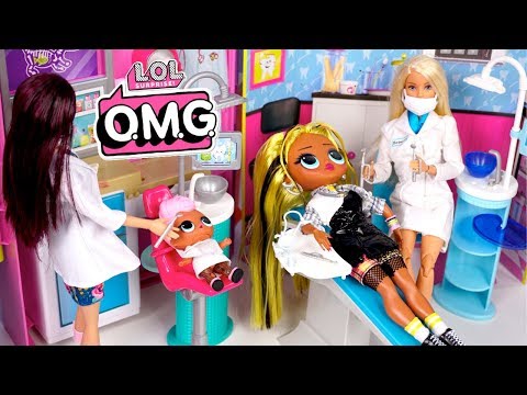 LOL Doll Family Visits The  Barbie Dentist - LOL OMG Alt Grl Custom Family