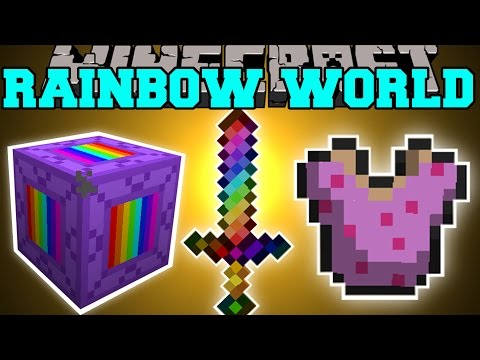 PopularMMOs - Minecraft: RAINBOW WORLD MOD (RAINBOW ARMOR, WEAPONS, BLOCKS, & MORE!) Mod Showcase