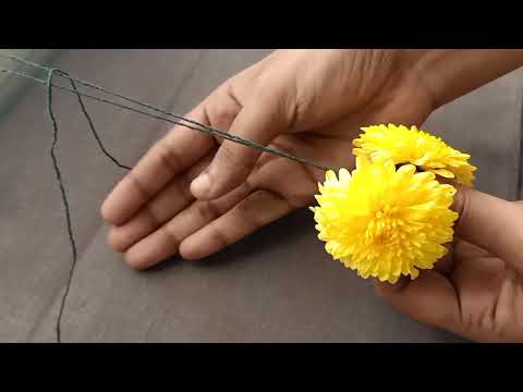 Easy method to string flower garland with thread/beginners garland making method/malai kattudhal/tie