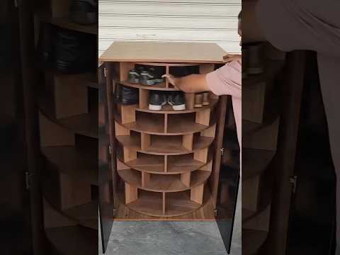 Rotating shoe rack 👟🩶 #shorts #woodwork #shoerackdesign #shoerack