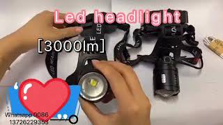 Ultra Bright Rechargeable LED Headlight for Outdoor working and riding Zoomable IPX45 head flash youtube video