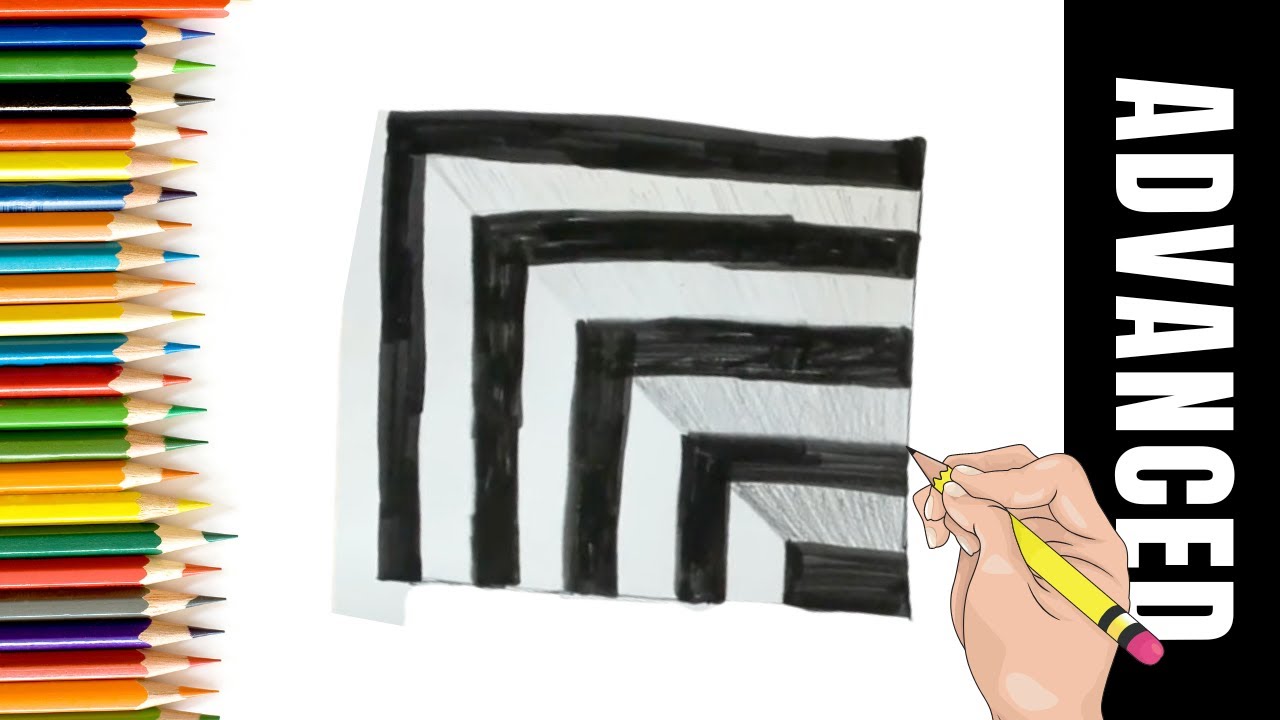 How to draw 3d hole pencil Sketch for Kids