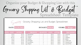 Grocery Shopping List Excel Spreadsheet, Grocery Shopping List Google Sheets Grocery Budget Template