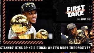 Giannis’ ring or Kevin Durant’s 2 rings: Which would you rather have First Take debates