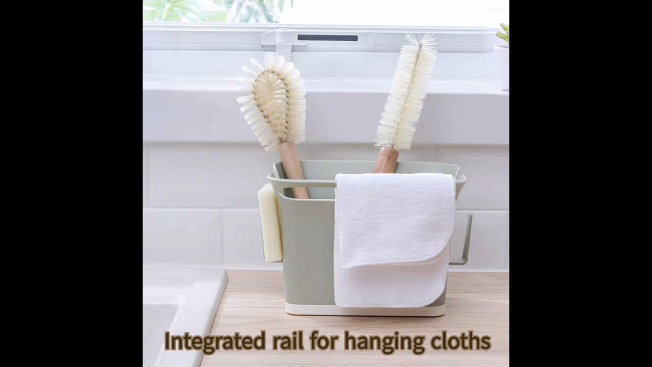 Sink Counter Caddy, Sink ware Countertop Organizer, Dish Sponge & Brush Holder with Drain Tray