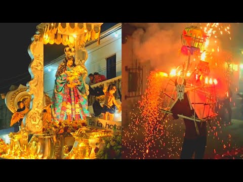 Quema de Torito, Procesión Dulce Nombre de María, Patrona de Santa María de Jesús, Sacatepéquez 