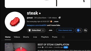 @steak  Hits 2 million subscribers