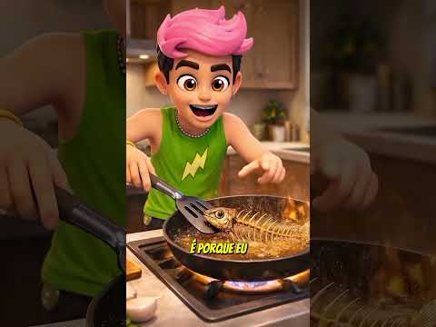 katlen 🚀 não deixou o Leozinho 💡 comer espinhas de peixe! 😱 #desenho #animação #historia