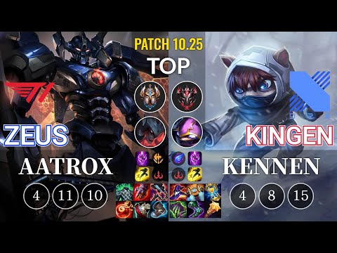 T1 Zeus Aatrox vs DRX Kingen Kennen Top - KR Patch 10.25