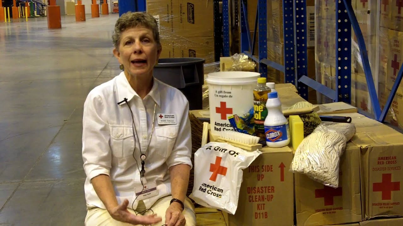 Babs Faulk and Red Cross clean-up kits