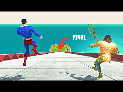 Superheroes Slide Race | Who Can Beat Aquaman? - Animal Revolt Battle Simulator