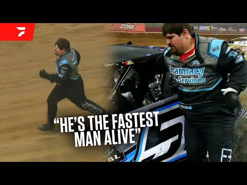 Dirt Racer Sprints Down The Track To Try To Fight Another Driver, Fails Miserably