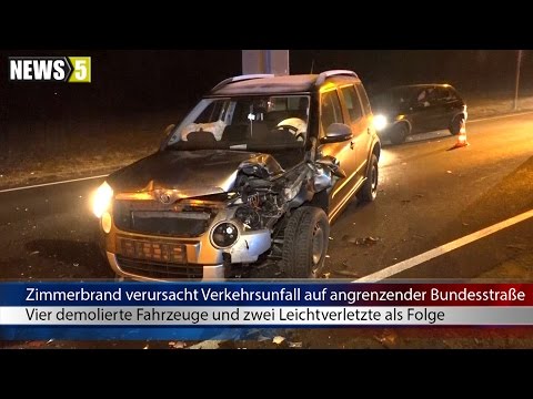 31.12.2016 (BA) Zimmerbrand verursacht Verkehrsunfall auf angrenzender Bundesstraße