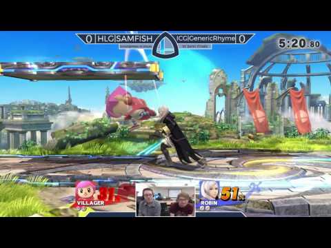 Sm4sh@Mines 46 - HLG|SAMFISH (Villager) Vs. ICG|GenericRhyme (Robin, Samus) - Winners Semifinals
