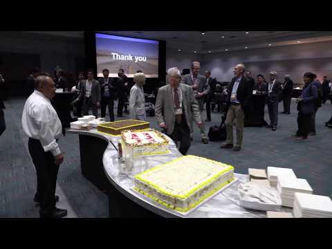 Martin Schadt (LCD inventor) 80th birthday cake at LCD's 50th anniversary at SID DisplayWeek 2018