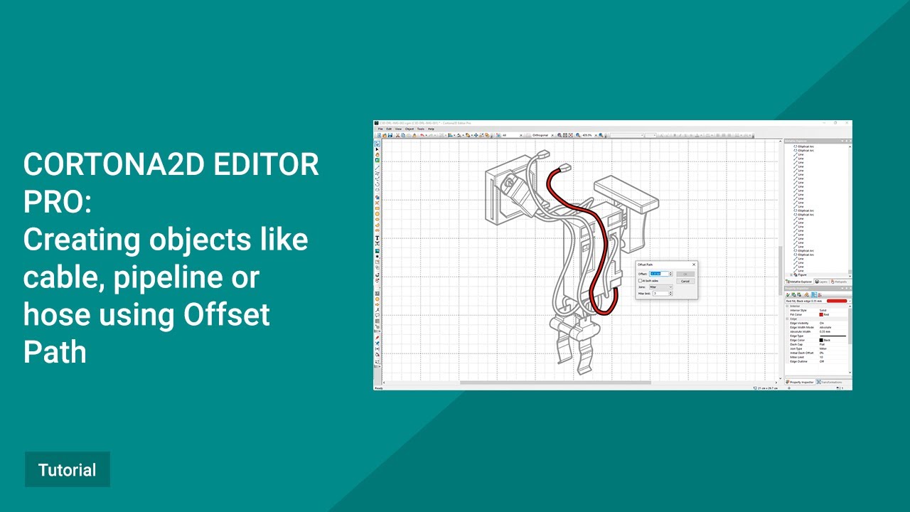 Cortona2D Editor Pro Tutorial: Creating objects like cable, pipeline or hose using Offset Path