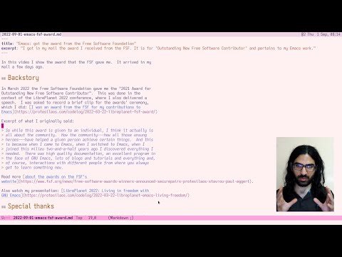 Emacs: showing my FSF award
