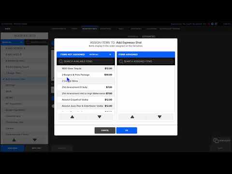 SkyTab POS Modifiers: Connect Modifier Set to Item from Modifier Set Advanced Tab