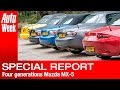 Vier generaties Mazda MX-5