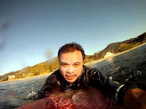 Surfing Topanga State Beach with GoPro Camera on Glen Kennedy Hybrid Surfboard