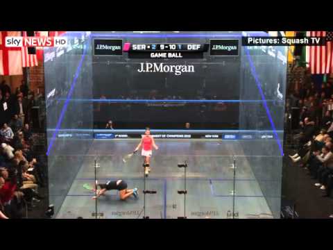 Squash Player Kanzy El Defrawy Performs A Series Of Diving Shots