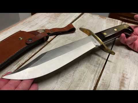 Western W49 USA large Bowie fixed blade knife with leather sheath
