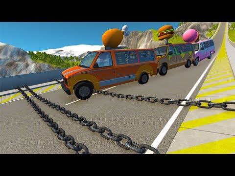 Giant Chain Crashes High Speed Car Jump #3 BeamNG drive