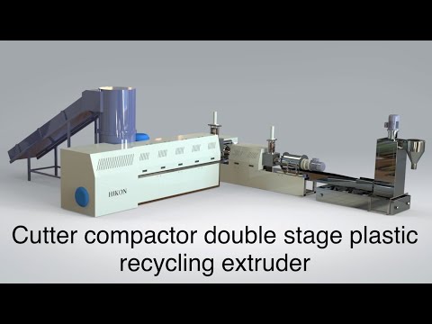 Cutter Compactor Double Stage Plastic Scrap Recycling Extruder by Hikon India