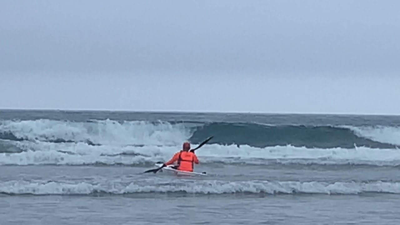 Playing in the breaking waves with the Fenn Bonito surfski!