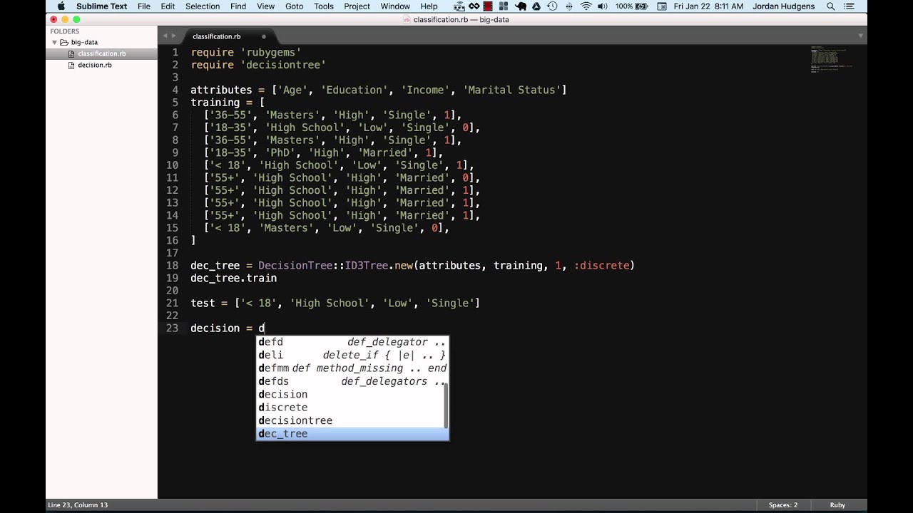Big data analysis example in Ruby