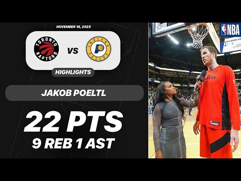 Jakob Poeltl vs Indiana Pacers | 22 PTS 9 REB 1 AST 1 BLK 1 STL | NBA 11-16-2025 Highlights
