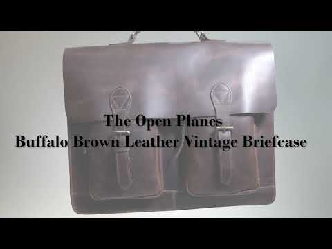 The Open Planes - Buffalo Brown Leather Vintage Briefcase - from Western Leather Goods